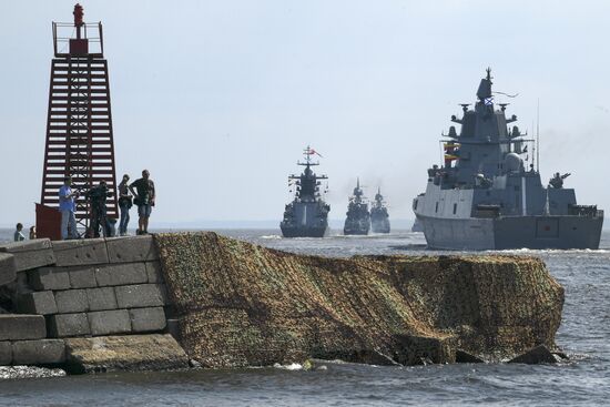 Navy Day parade rehearsal in Kronstadt