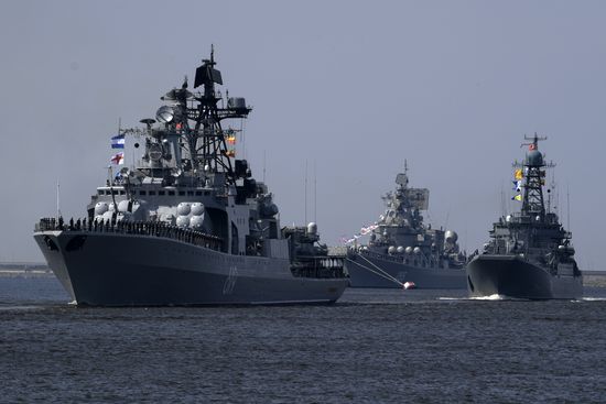 Navy Day parade rehearsal in Kronstadt