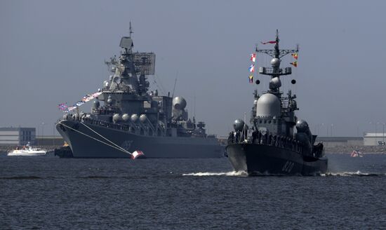 Navy Day parade rehearsal in Kronstadt