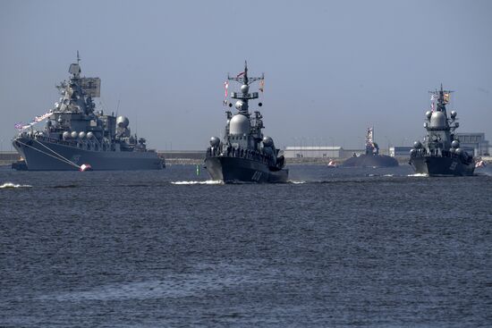 Navy Day parade rehearsal in Kronstadt