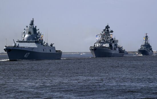 Navy Day parade rehearsal in Kronstadt