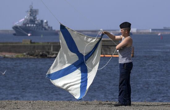 Navy Day parade rehearsal in Kronstadt