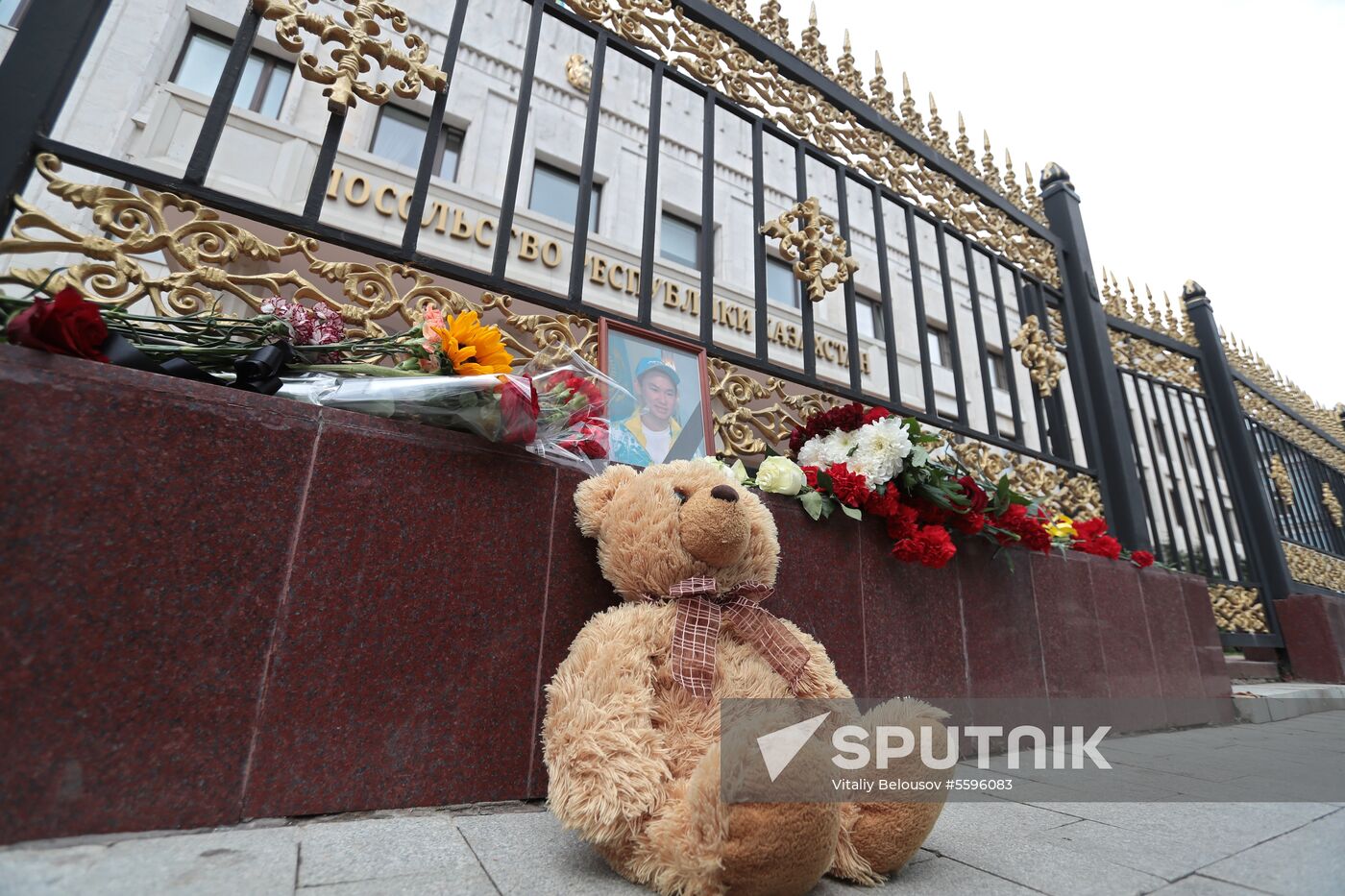 Flowers in memory of figure skater Denis Ten in Almaty