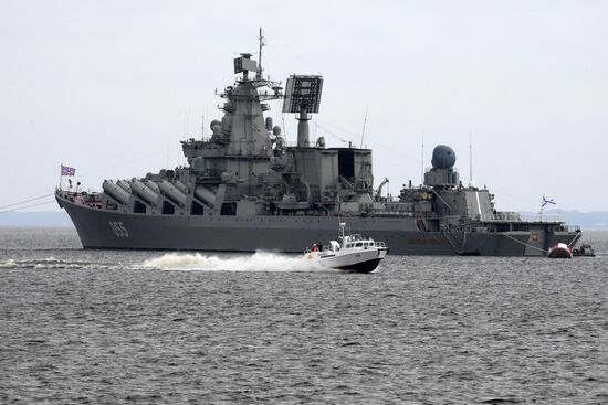 Navy Day parade rehearsal in Kronstadt
