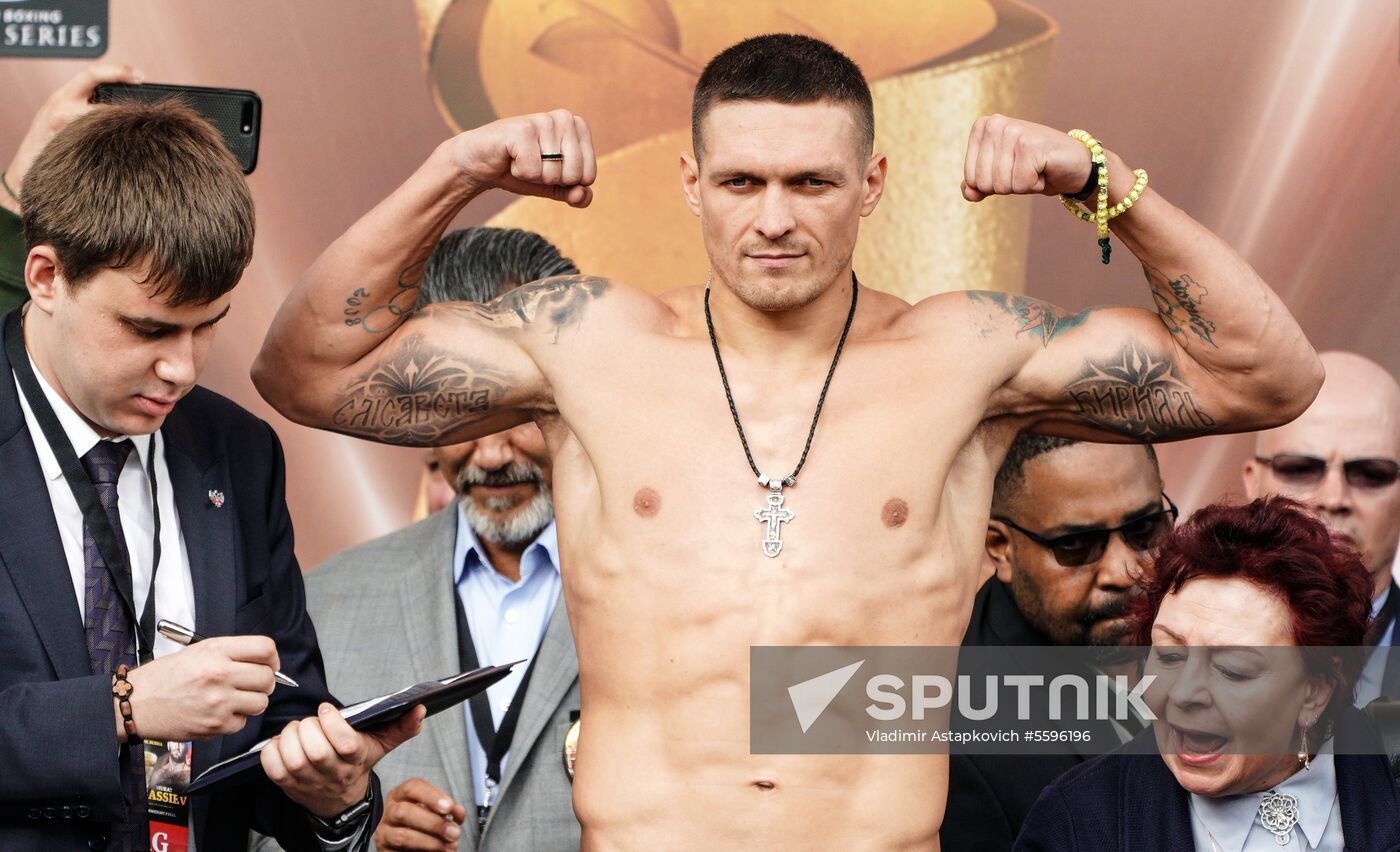 Boxing. Weighing ceremony of Murat Gassiev and Oleksandr Usyk