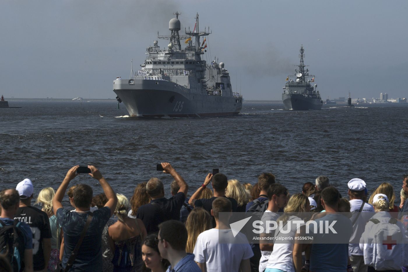 First combined rehearsal of Russian Navy parade