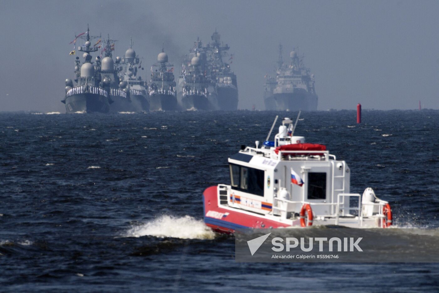 First combined rehearsal of Russian Navy parade