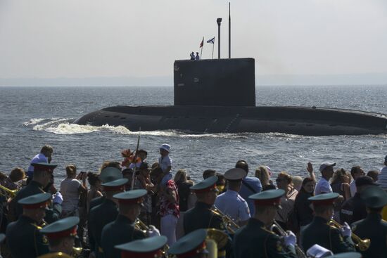 First combined rehearsal of Russian Navy parade