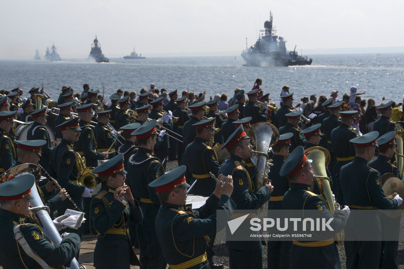 First combined rehearsal of Russian Navy parade