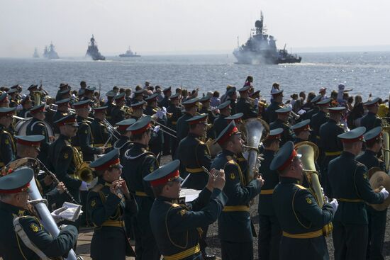 First combined rehearsal of Russian Navy parade