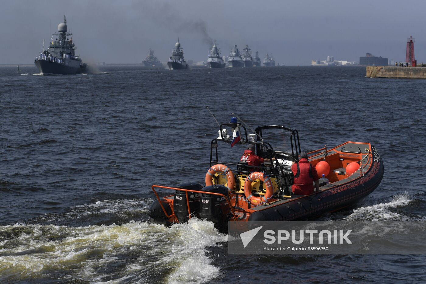 First combined rehearsal of Russian Navy parade