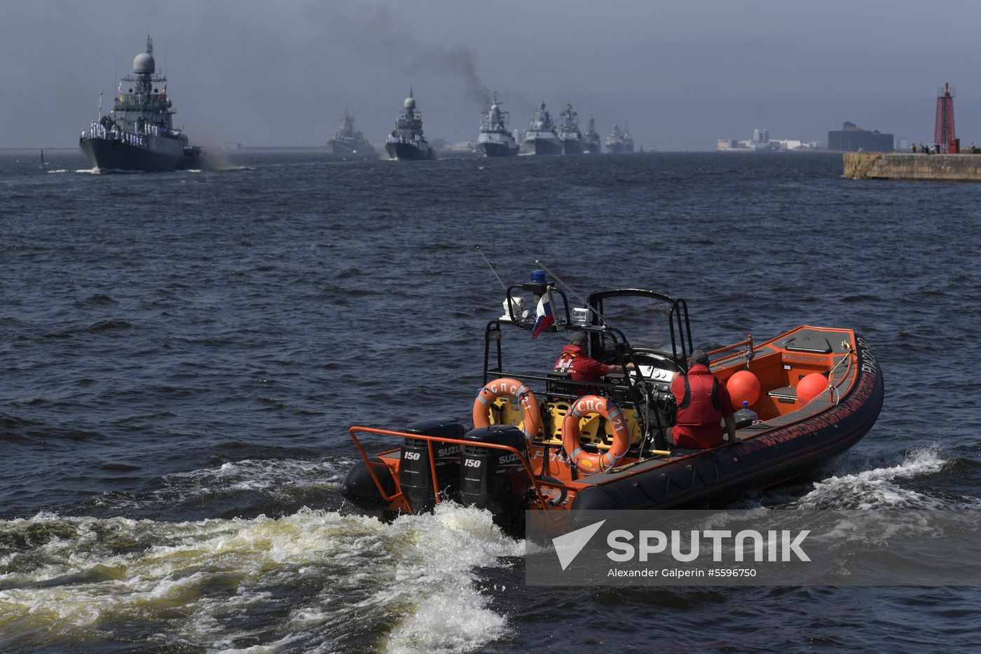 First combined rehearsal of Russian Navy parade