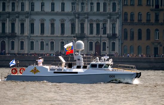 First combined rehearsal of Russian Navy parade