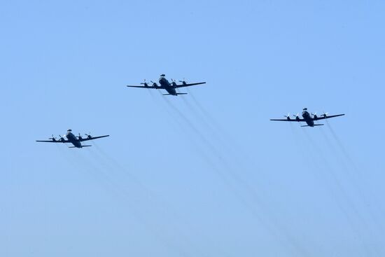 First combined rehearsal of Russian Navy parade