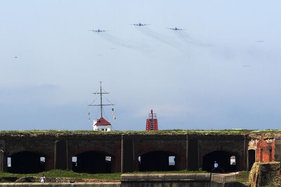 First combined rehearsal of Russian Navy parade