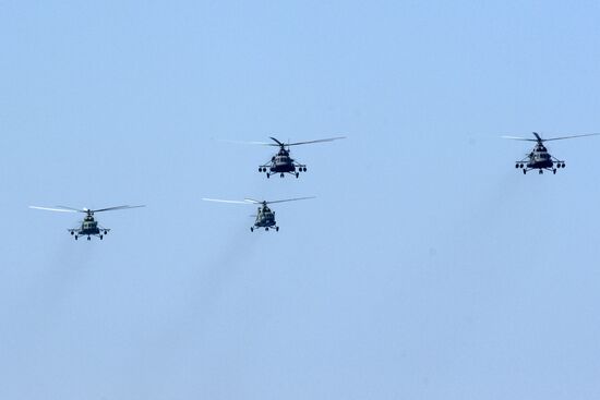 First combined rehearsal of Russian Navy parade