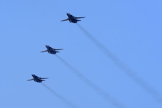 First combined rehearsal of Russian Navy parade