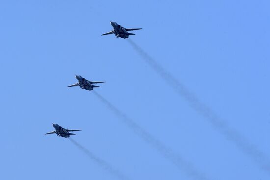 First combined rehearsal of Russian Navy parade