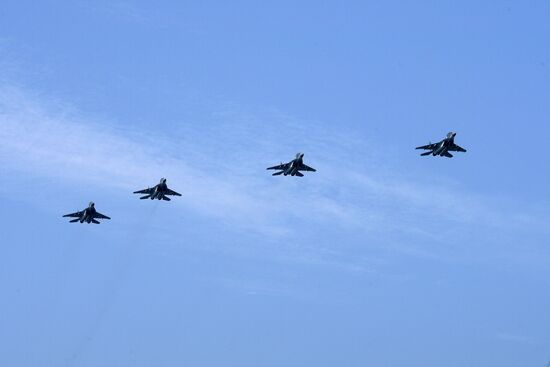 First combined rehearsal of Russian Navy parade