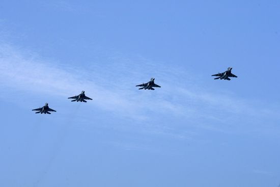 First combined rehearsal of Russian Navy parade