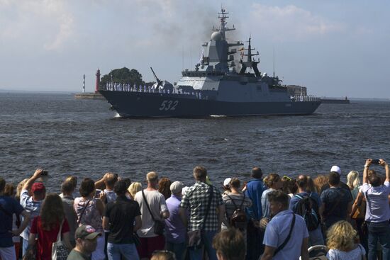 First combined rehearsal of Russian Navy parade