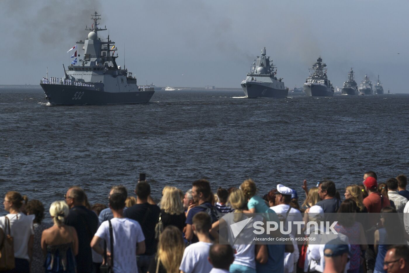 First combined rehearsal of Russian Navy parade