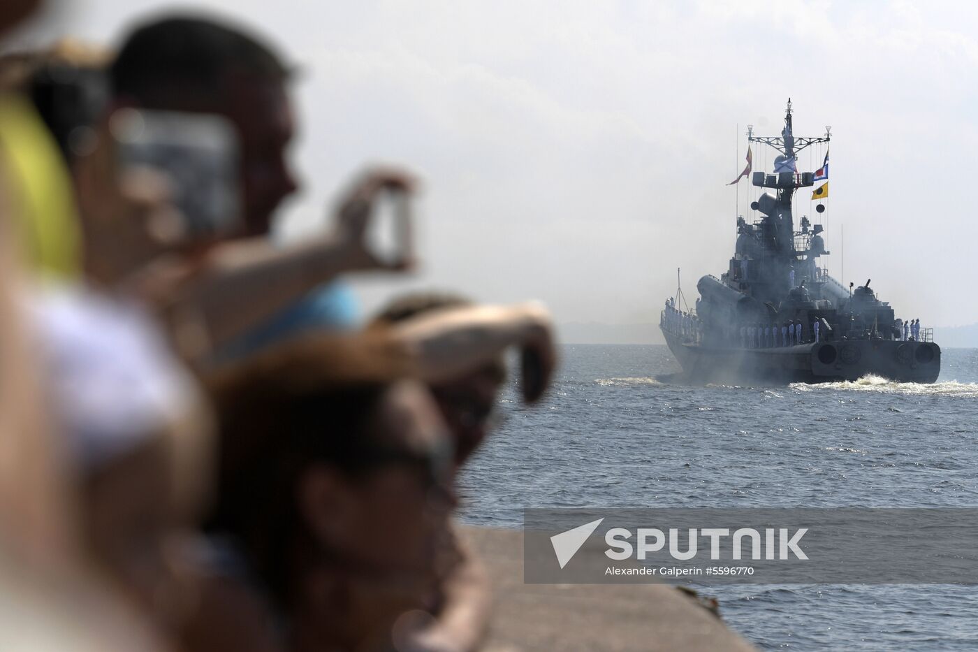 First combined rehearsal of Russian Navy parade