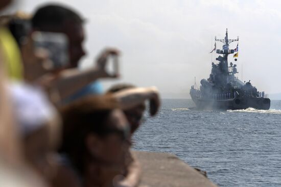 First combined rehearsal of Russian Navy parade