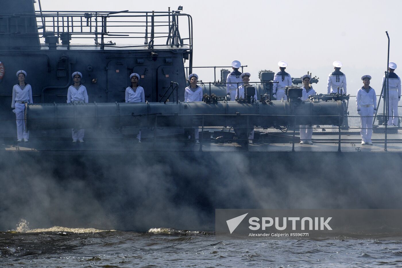 First combined rehearsal of Russian Navy parade
