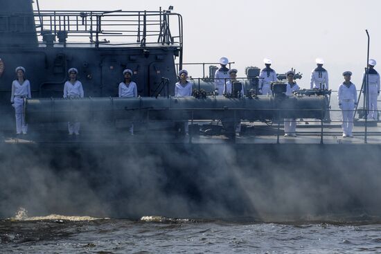 First combined rehearsal of Russian Navy parade