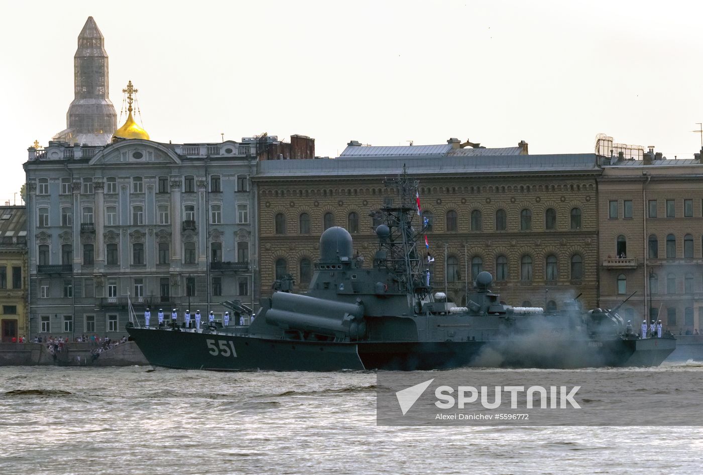 First combined rehearsal of Russian Navy parade