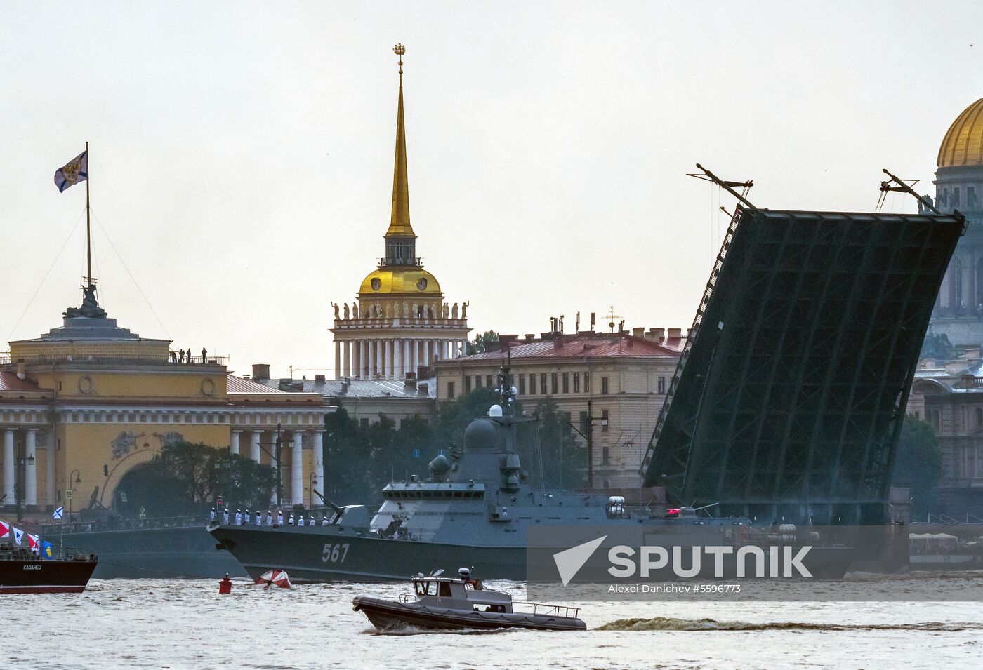 First combined rehearsal of Russian Navy parade