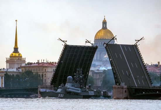 First combined rehearsal of Russian Navy parade