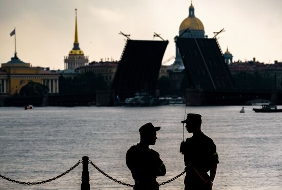 First combined rehearsal of Russian Navy parade