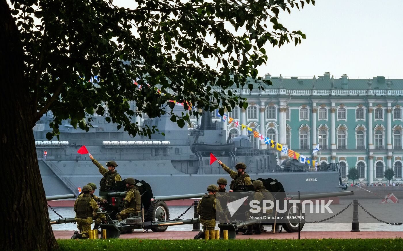 First combined rehearsal of Russian Navy parade