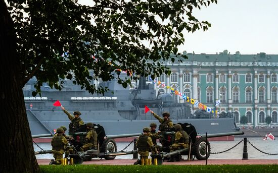 First combined rehearsal of Russian Navy parade