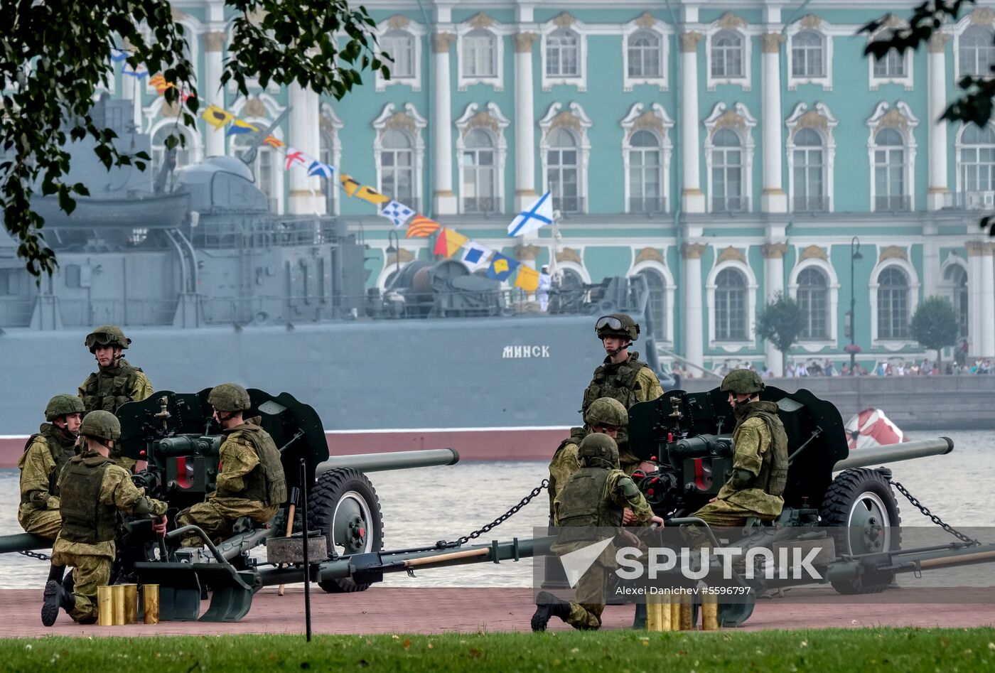 First combined rehearsal of Russian Navy parade