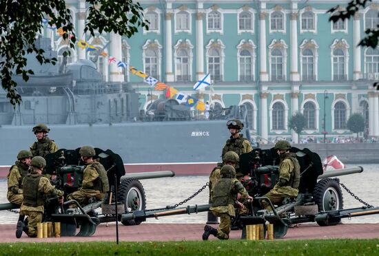 First combined rehearsal of Russian Navy parade