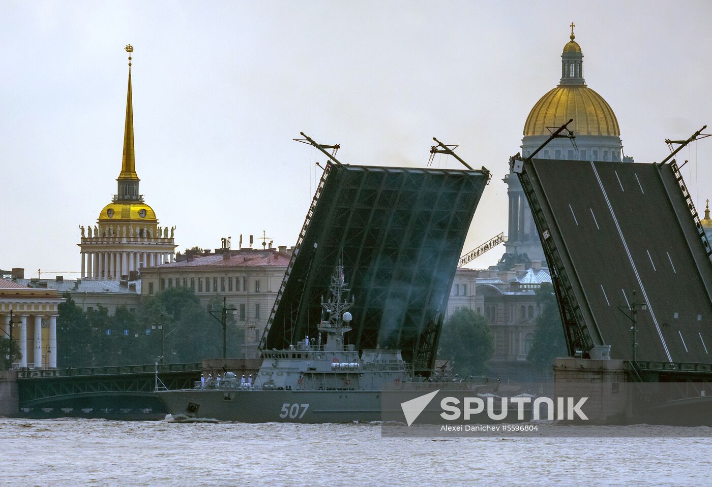 First combined rehearsal of Russian Navy parade