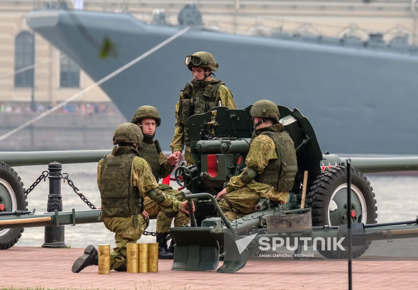 First combined rehearsal of Russian Navy parade