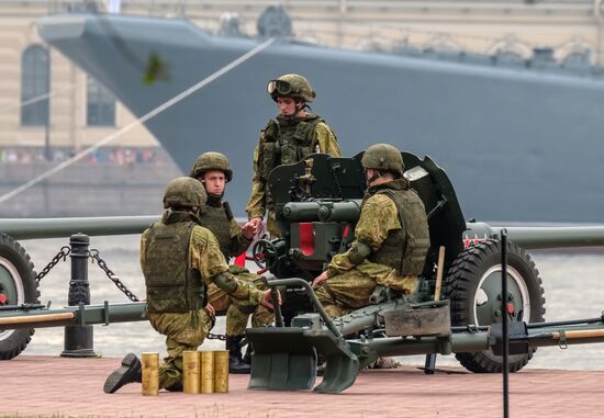 First combined rehearsal of Russian Navy parade