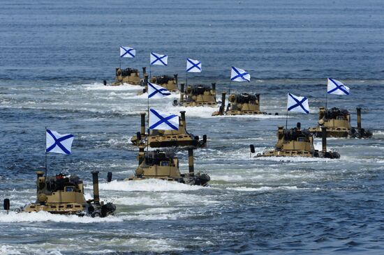 Rehearsal of military sports festival marking Navy Day in Vladivostok