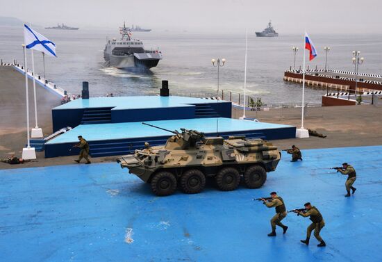 Rehearsal of military sports festival marking Navy Day in Vladivostok