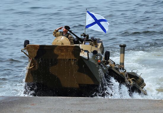 Rehearsal of military sports festival marking Navy Day in Vladivostok