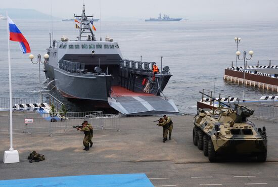 Rehearsal of military sports festival marking Navy Day in Vladivostok