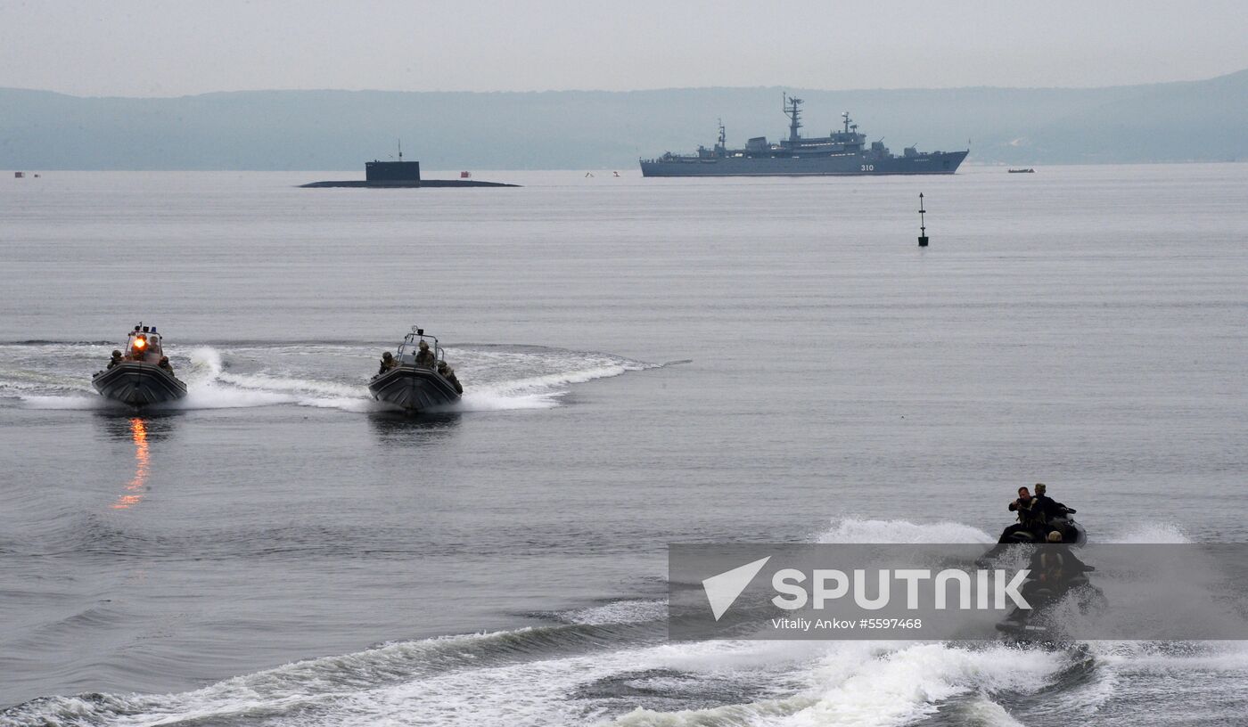 Rehearsal of military sports festival marking Navy Day in Vladivostok