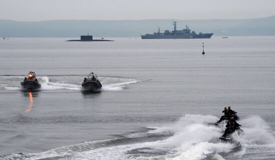 Rehearsal of military sports festival marking Navy Day in Vladivostok