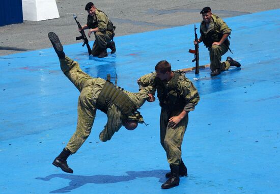 Rehearsal of military sports festival marking Navy Day in Vladivostok