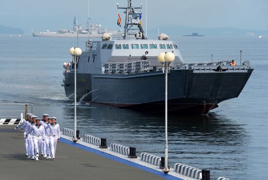 Rehearsal of military sports festival marking Navy Day in Vladivostok