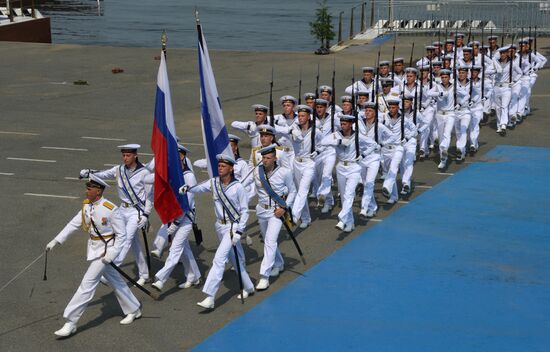 Rehearsal of military sports festival marking Navy Day in Vladivostok